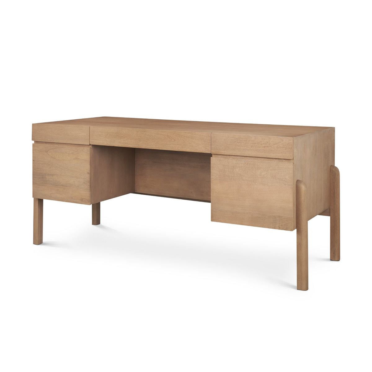 Trellyn Dark Brown Solid Wood Carved Woven Desk-Office-DECOROLALA