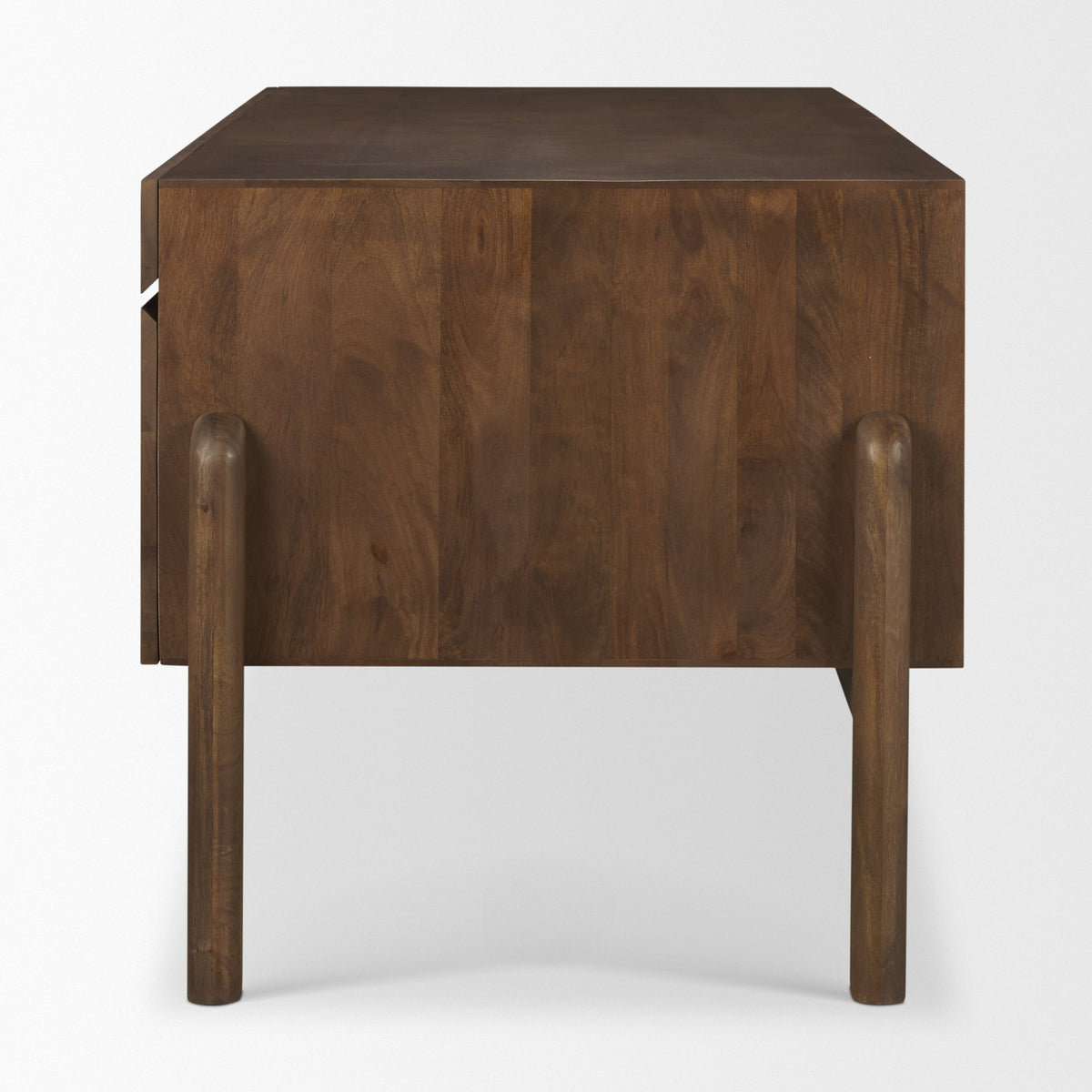 Trellyn Dark Brown Solid Wood Carved Woven Desk-Office-DECOROLALA