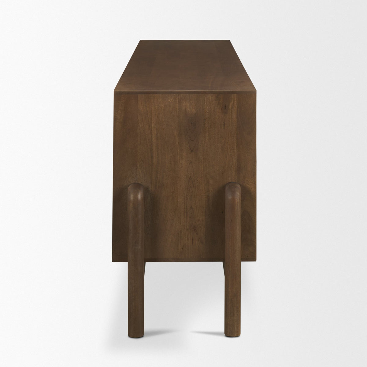 Trellyn Light Brown Solid Wood 4-Door Sideboard with Carved Woven Doors-Sideboards & Buffets-DECOROLALA
