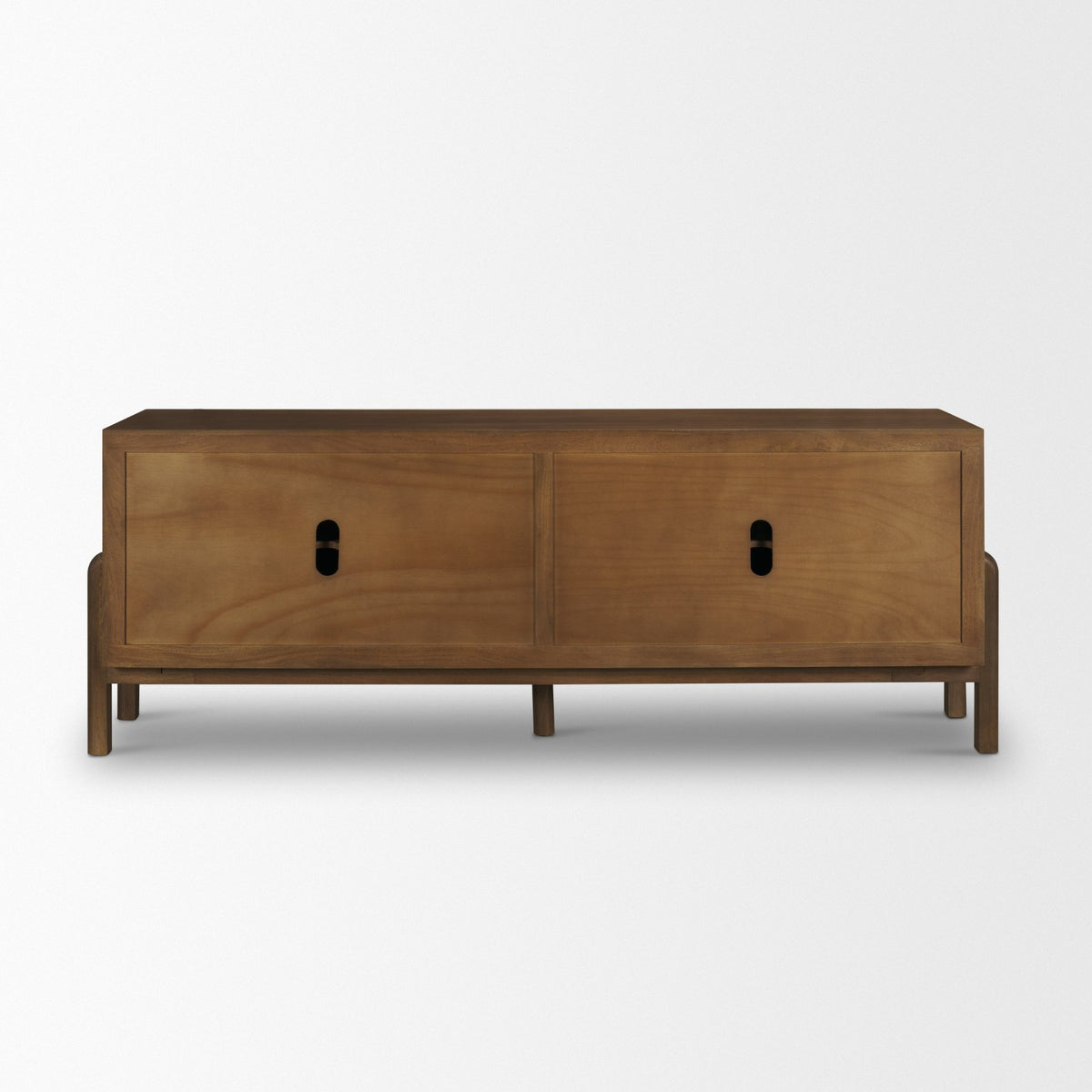 Trellyn Light Brown Solid Wood 4-Door Sideboard with Carved Woven Doors-Sideboards & Buffets-DECOROLALA