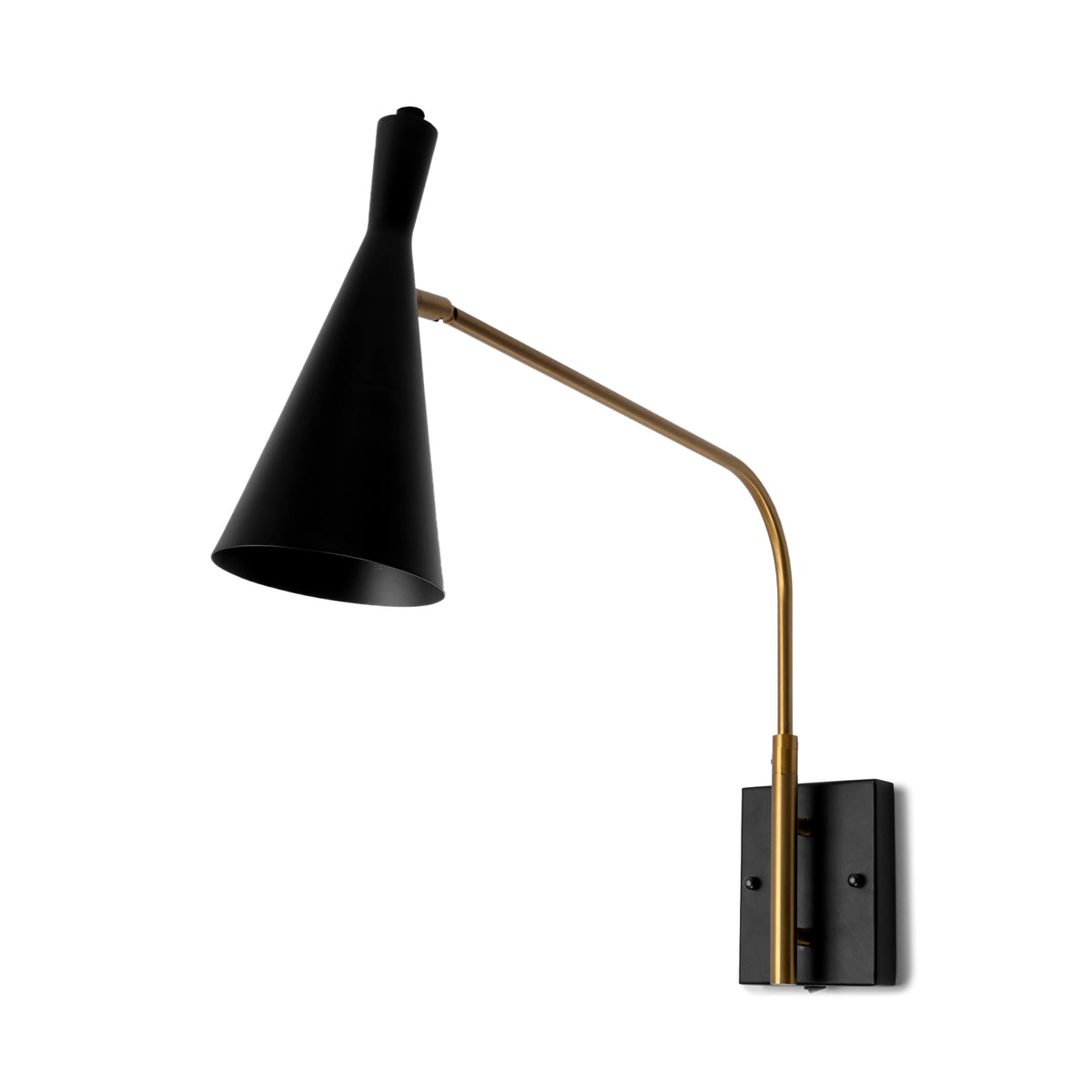 Tremont I 23"L x 5.25"W x 17.5"H Black/Gold Metal Conical Shade Wall Sconce-Wall Sconces-DECOROLALA