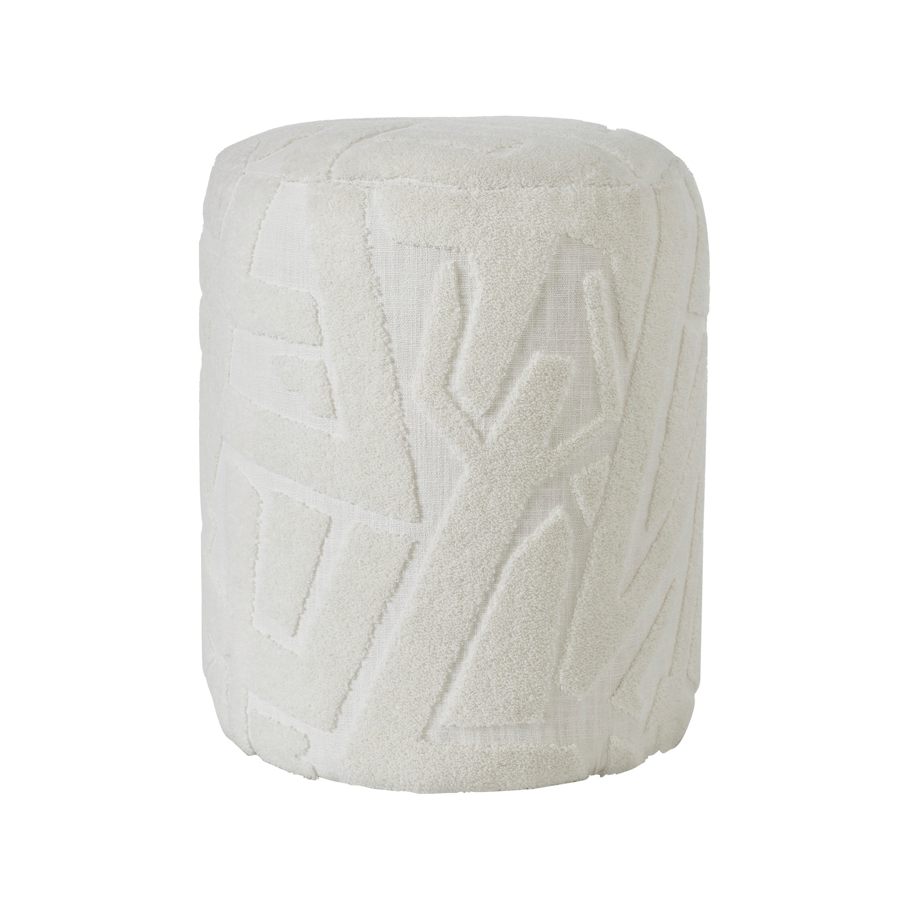 Trento Indoor Embroidered Stool, Ivory-Stool-DECOROLALA