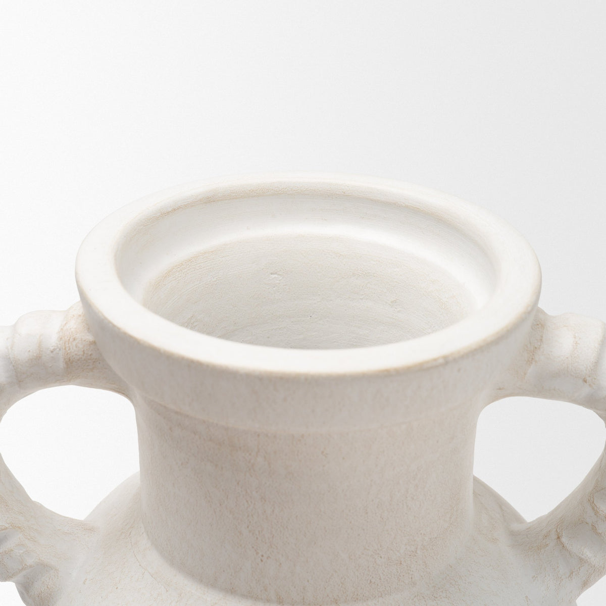 Trenza Large White Ceramic Vase w/ Twisted Handles-Vase-DECOROLALA