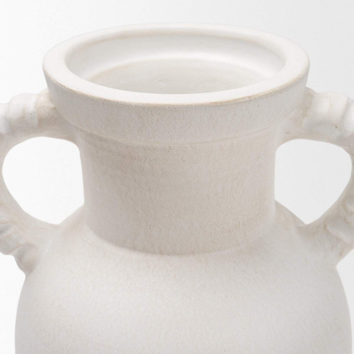 Trenza Large White Ceramic Vase w/ Twisted Handles-Vase-DECOROLALA