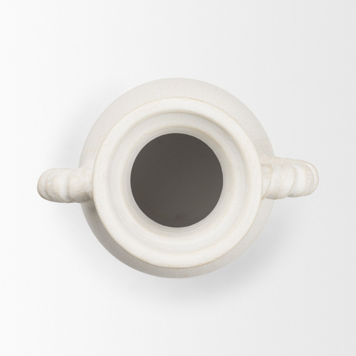 Trenza Small White Ceramic Vase w/ Twisted Handles-Vase-DECOROLALA