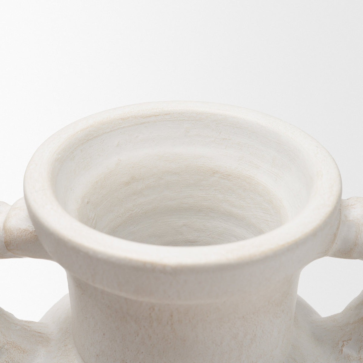 Trenza Small White Ceramic Vase w/ Twisted Handles-Vase-DECOROLALA
