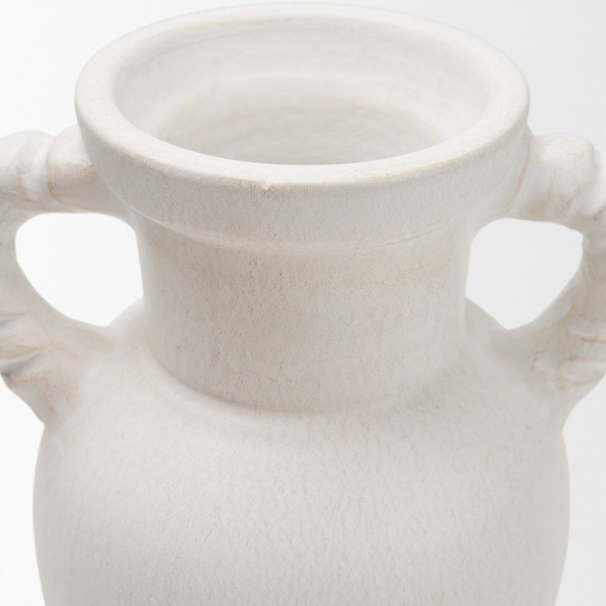 Trenza Small White Ceramic Vase w/ Twisted Handles-Vase-DECOROLALA