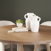 Trenza Small White Ceramic Vase w/ Twisted Handles-Vase-DECOROLALA