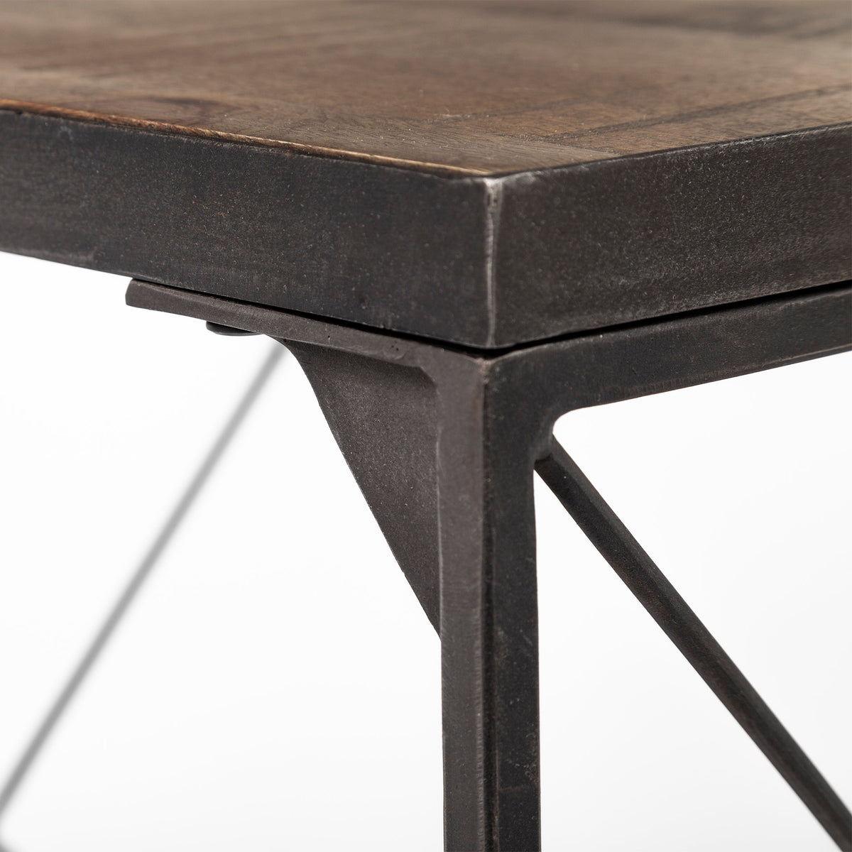 Trestman III 66L x 18W Brown Wood Top W/Black Iron Base Accent Bench-Benches-DECOROLALA