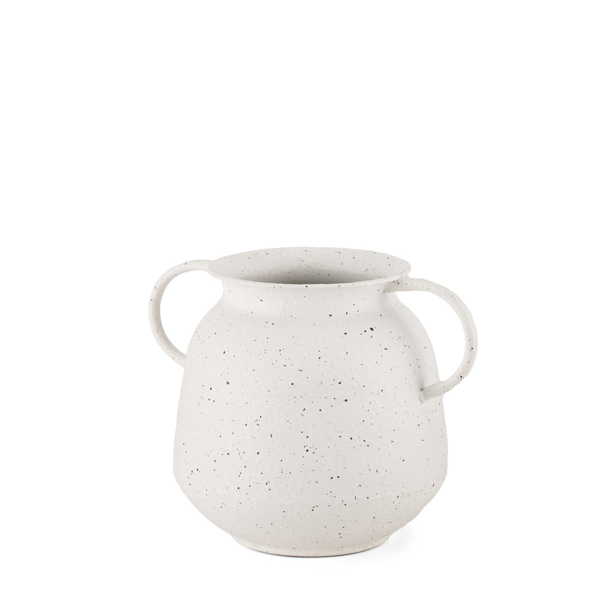 Treva Small White w/ Black Speckles Metal Vase-Vase-DECOROLALA