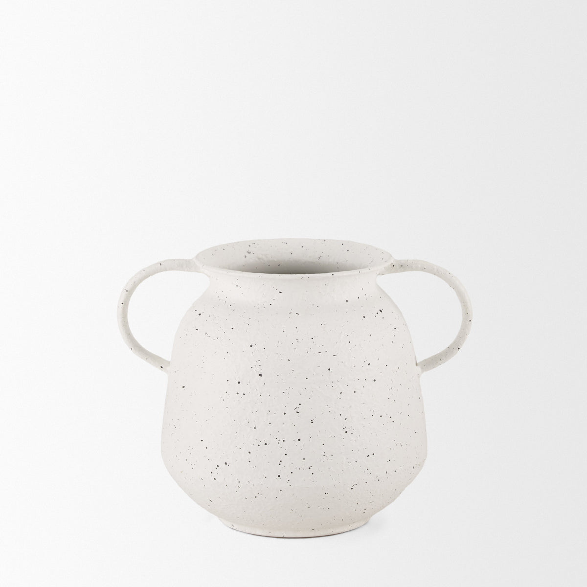 Treva Small White w/ Black Speckles Metal Vase-Vase-DECOROLALA