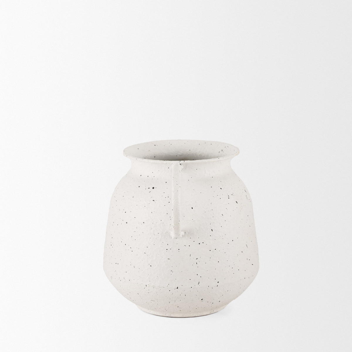 Treva Small White w/ Black Speckles Metal Vase-Vase-DECOROLALA