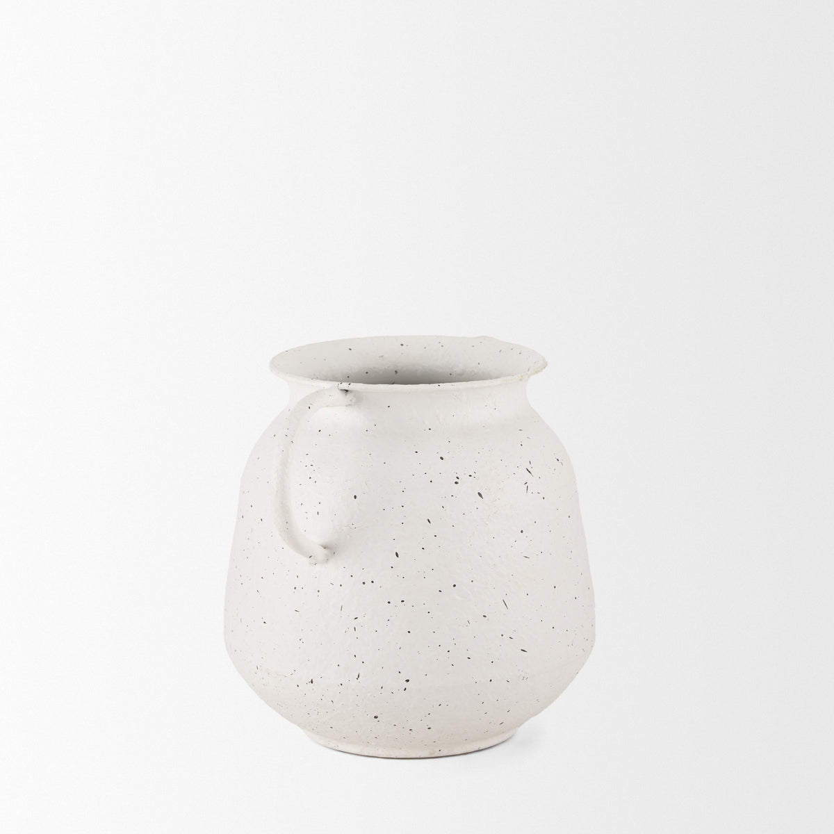 Treva Small White w/ Black Speckles Metal Vase-Vase-DECOROLALA