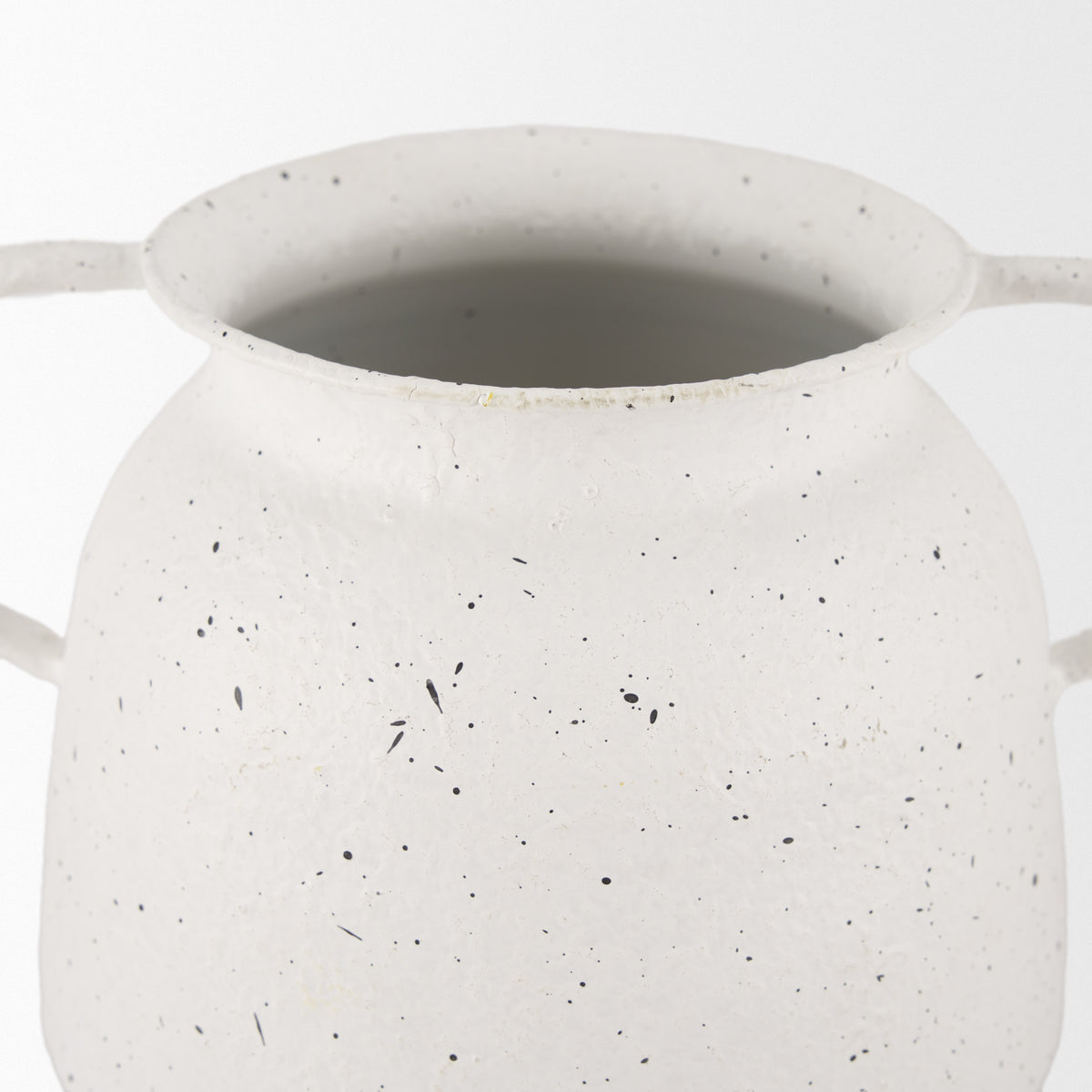Treva Small White w/ Black Speckles Metal Vase-Vase-DECOROLALA