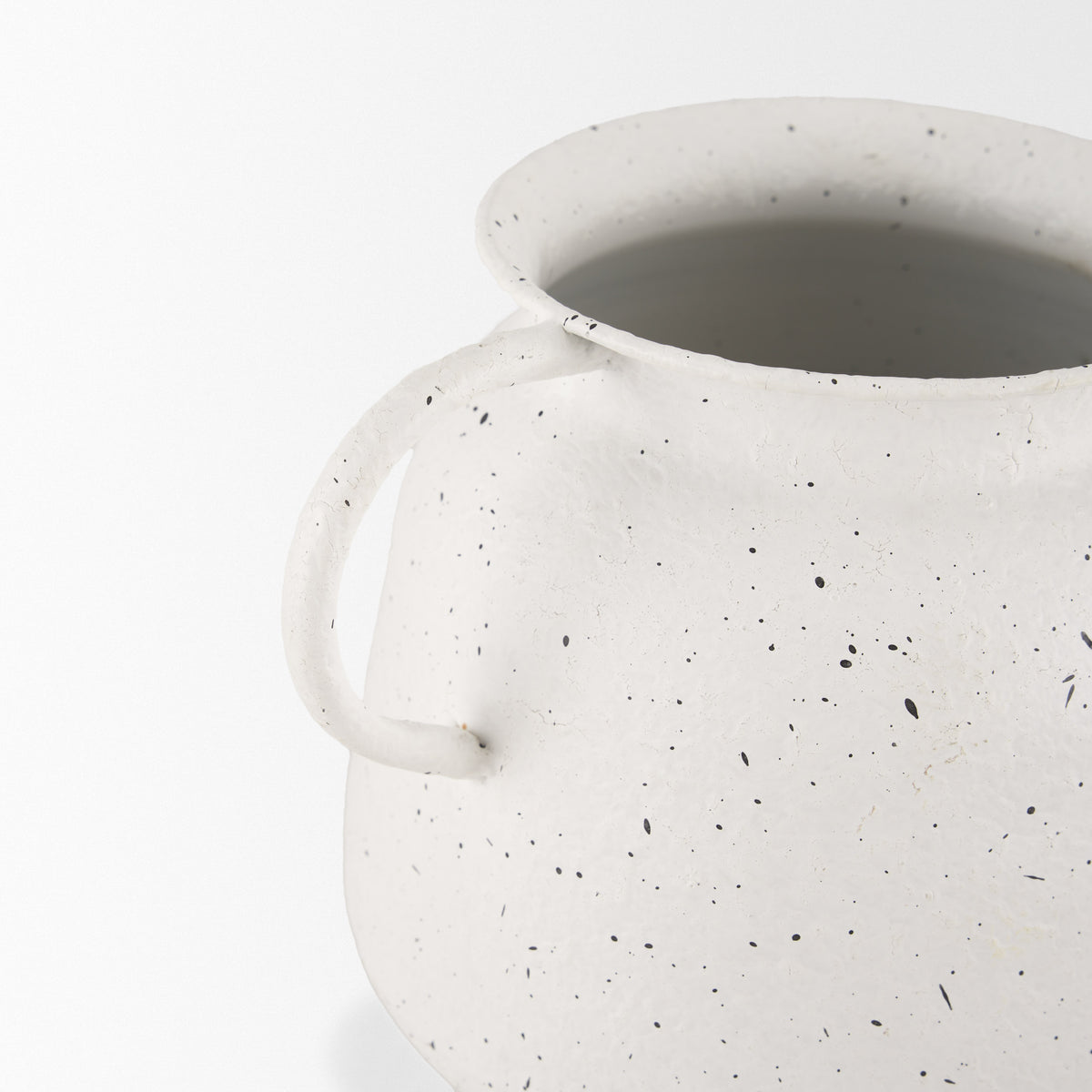 Treva Small White w/ Black Speckles Metal Vase-Vase-DECOROLALA