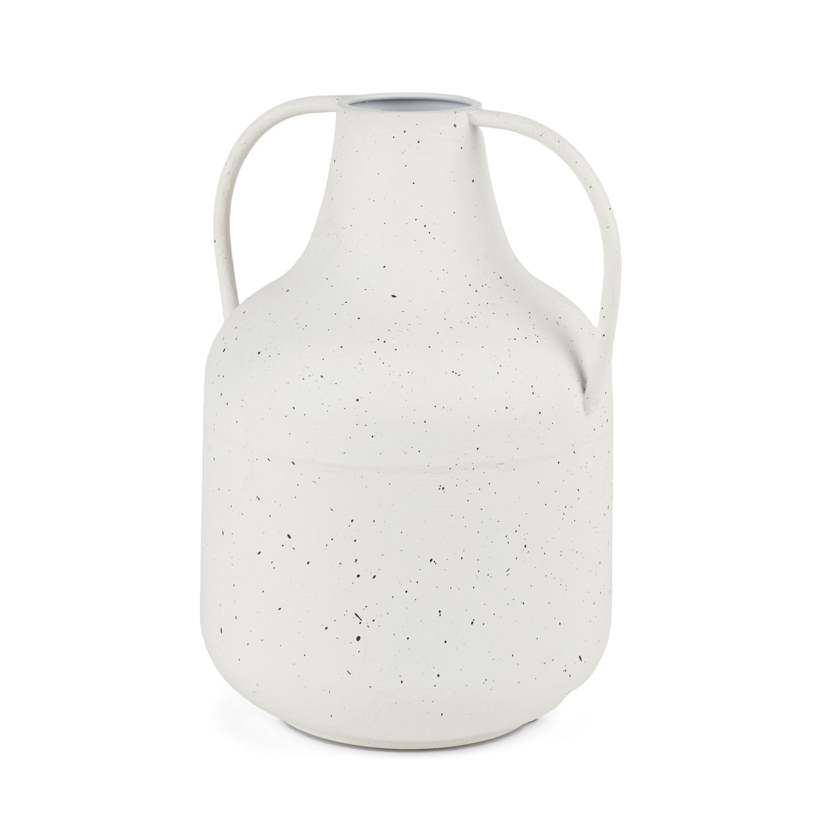 Treva Tall White w/ Black Speckles Metal Vase-Vase-DECOROLALA