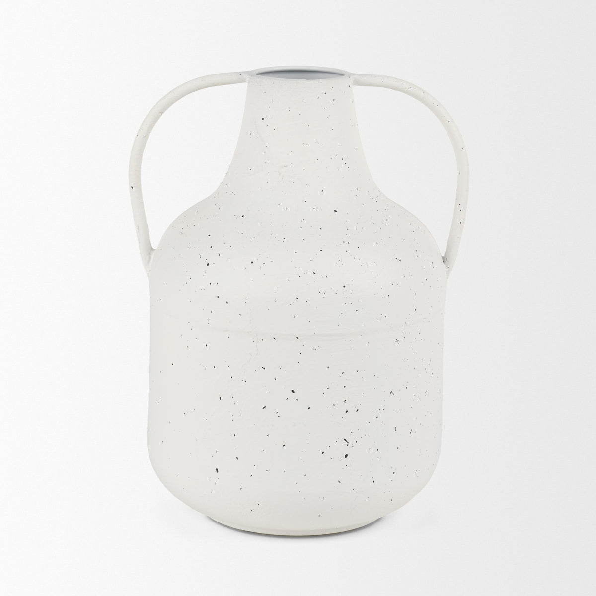 Treva Tall White w/ Black Speckles Metal Vase-Vase-DECOROLALA