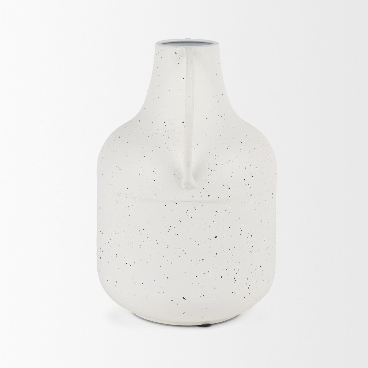 Treva Tall White w/ Black Speckles Metal Vase-Vase-DECOROLALA