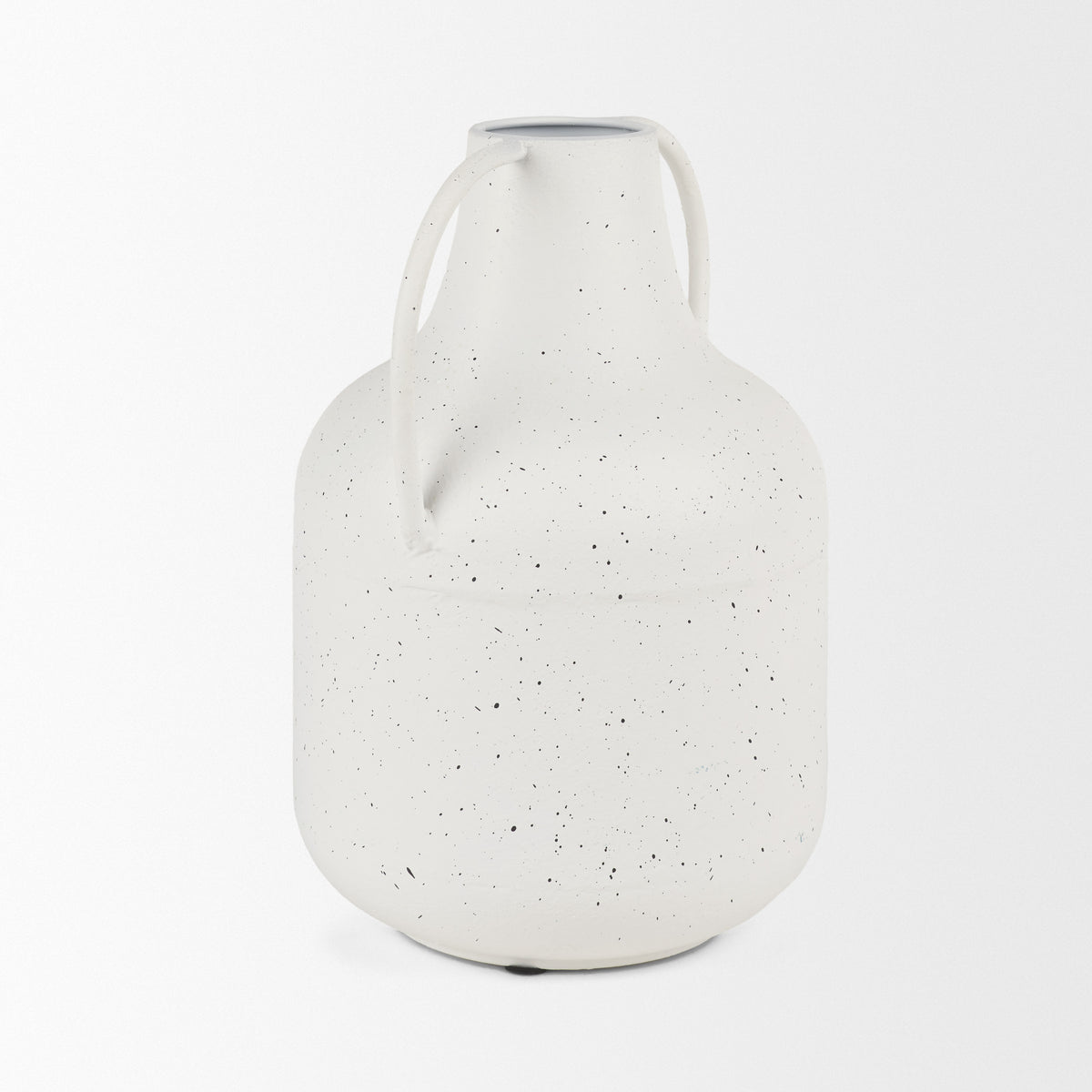 Treva Tall White w/ Black Speckles Metal Vase-Vase-DECOROLALA