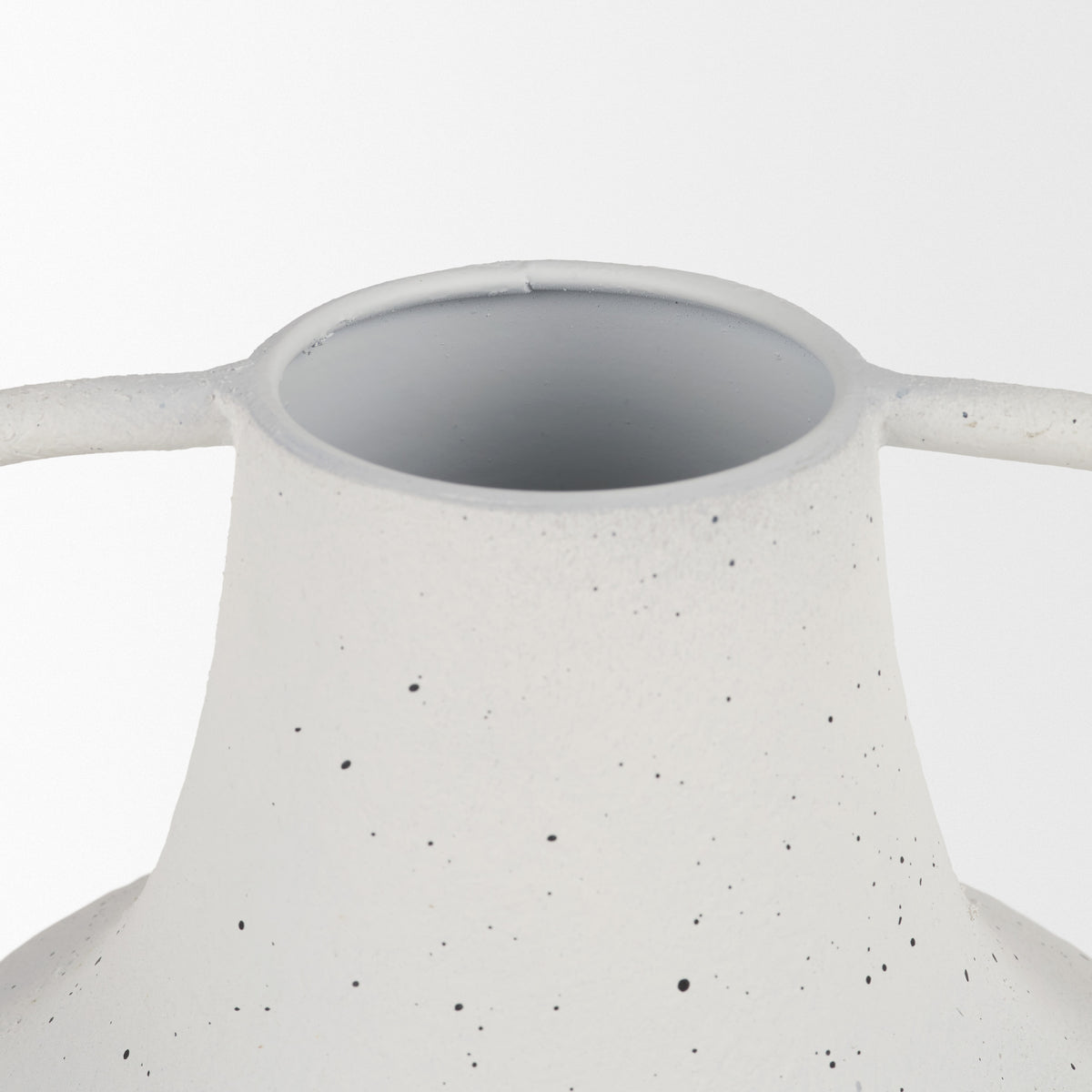 Treva Tall White w/ Black Speckles Metal Vase-Vase-DECOROLALA