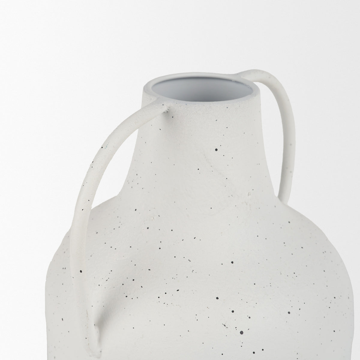 Treva Tall White w/ Black Speckles Metal Vase-Vase-DECOROLALA