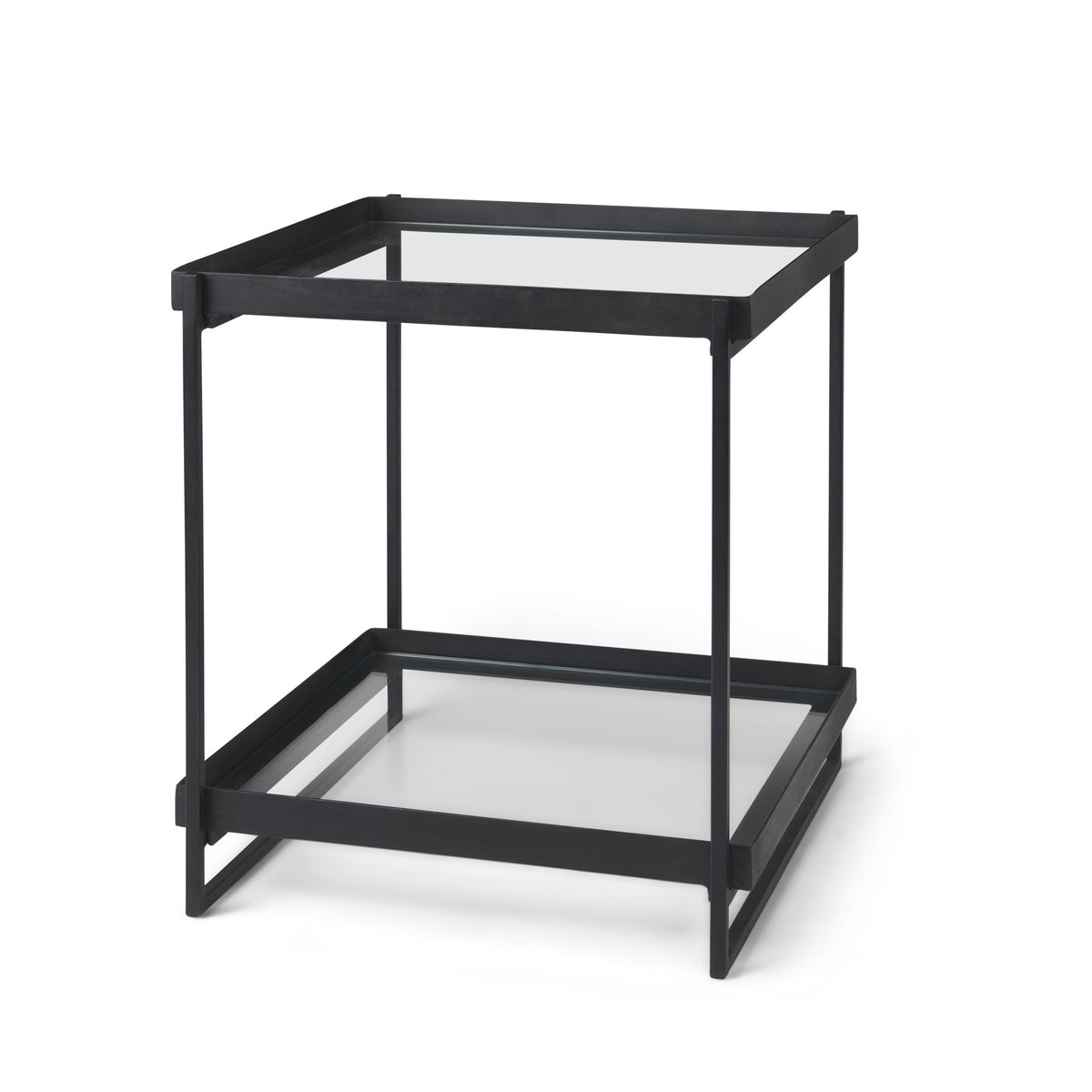 Trey Black Metal W/Glass Accent Table-Accent Tables-DECOROLALA