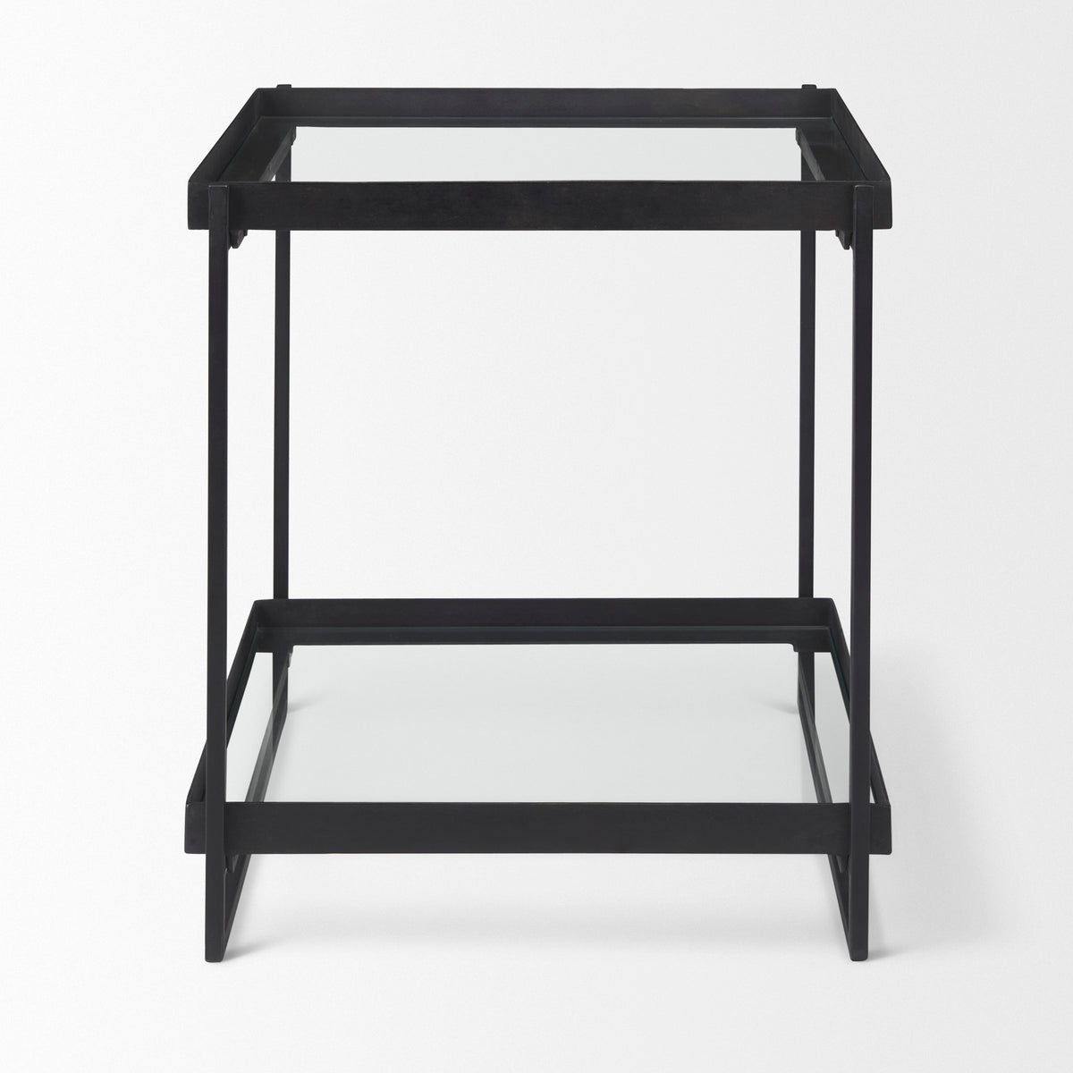 Trey Black Metal W/Glass Accent Table-Accent Tables-DECOROLALA