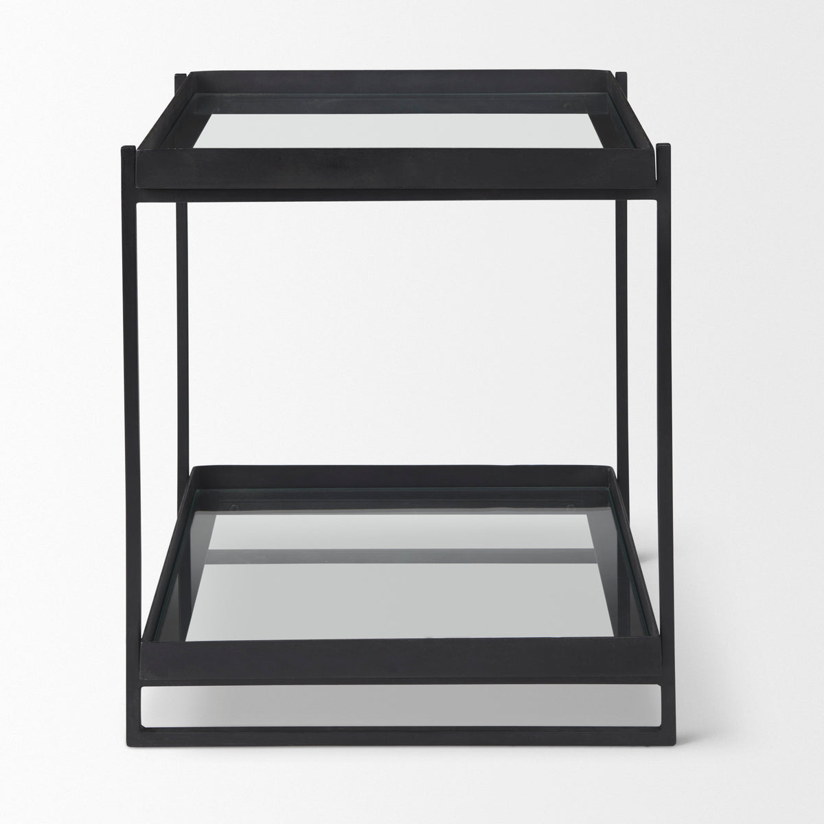 Trey Black Metal W/Glass Accent Table-Accent Tables-DECOROLALA