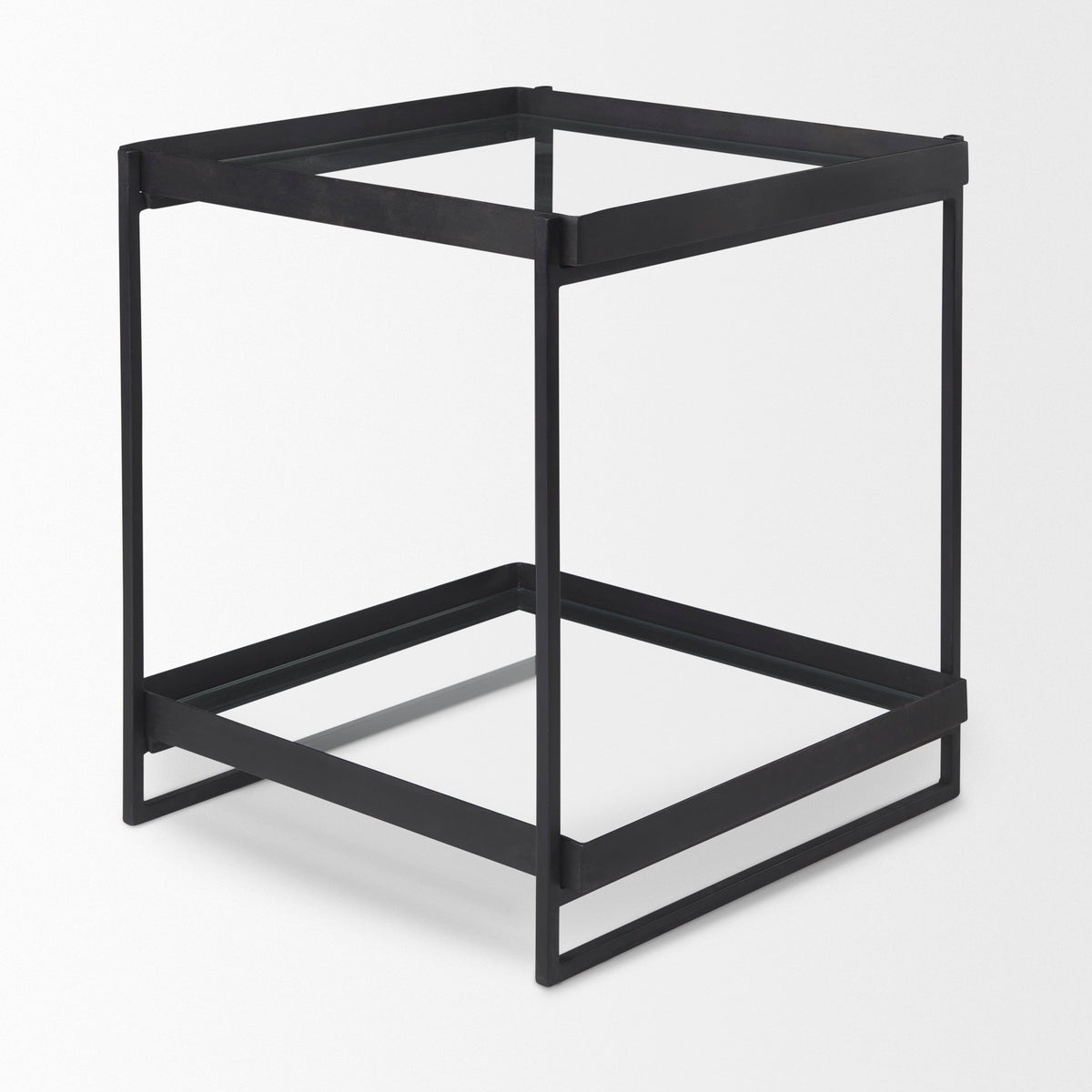 Trey Black Metal W/Glass Accent Table-Accent Tables-DECOROLALA