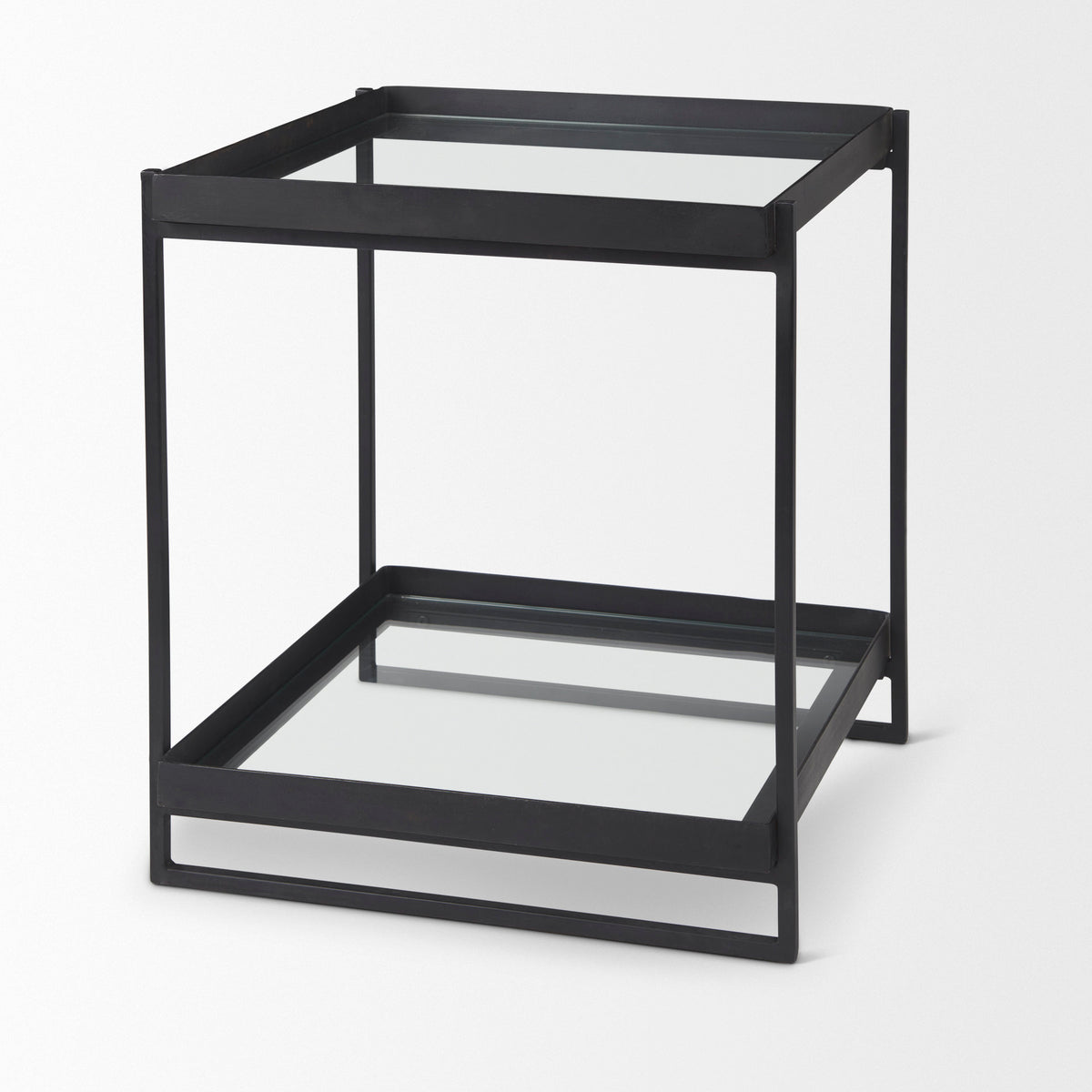 Trey Black Metal W/Glass Accent Table-Accent Tables-DECOROLALA