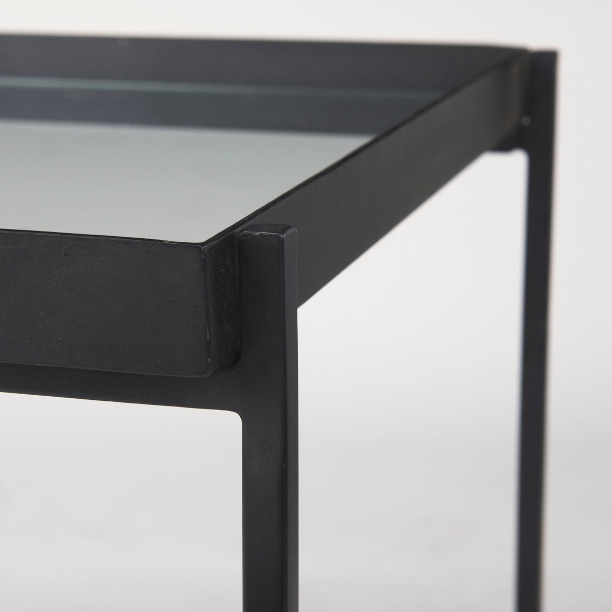 Trey Black Metal W/Glass Accent Table-Accent Tables-DECOROLALA