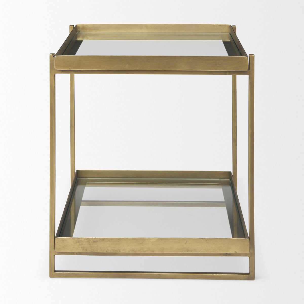 Trey Gold Metal W/Glass Accent Table-Accent Tables-DECOROLALA