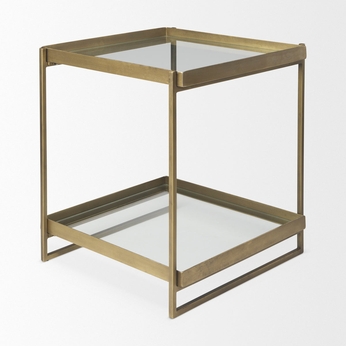 Trey Gold Metal W/Glass Accent Table-Accent Tables-DECOROLALA