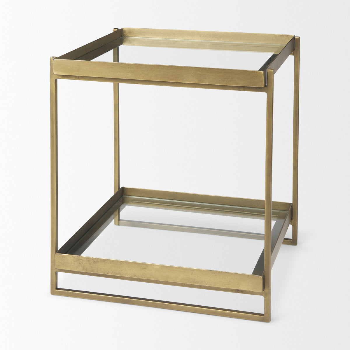 Trey Gold Metal W/Glass Accent Table-Accent Tables-DECOROLALA