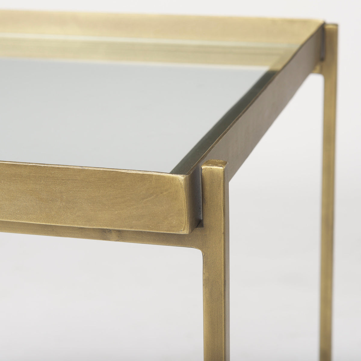 Trey Gold Metal W/Glass Accent Table-Accent Tables-DECOROLALA