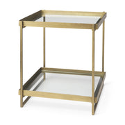 Trey Gold Metal W/Glass Accent Table-Accent Tables-DECOROLALA