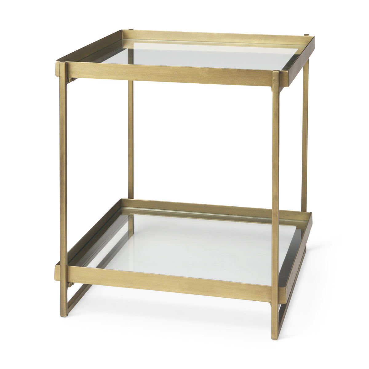 Trey Gold Metal W/Glass Accent Table-Accent Tables-DECOROLALA