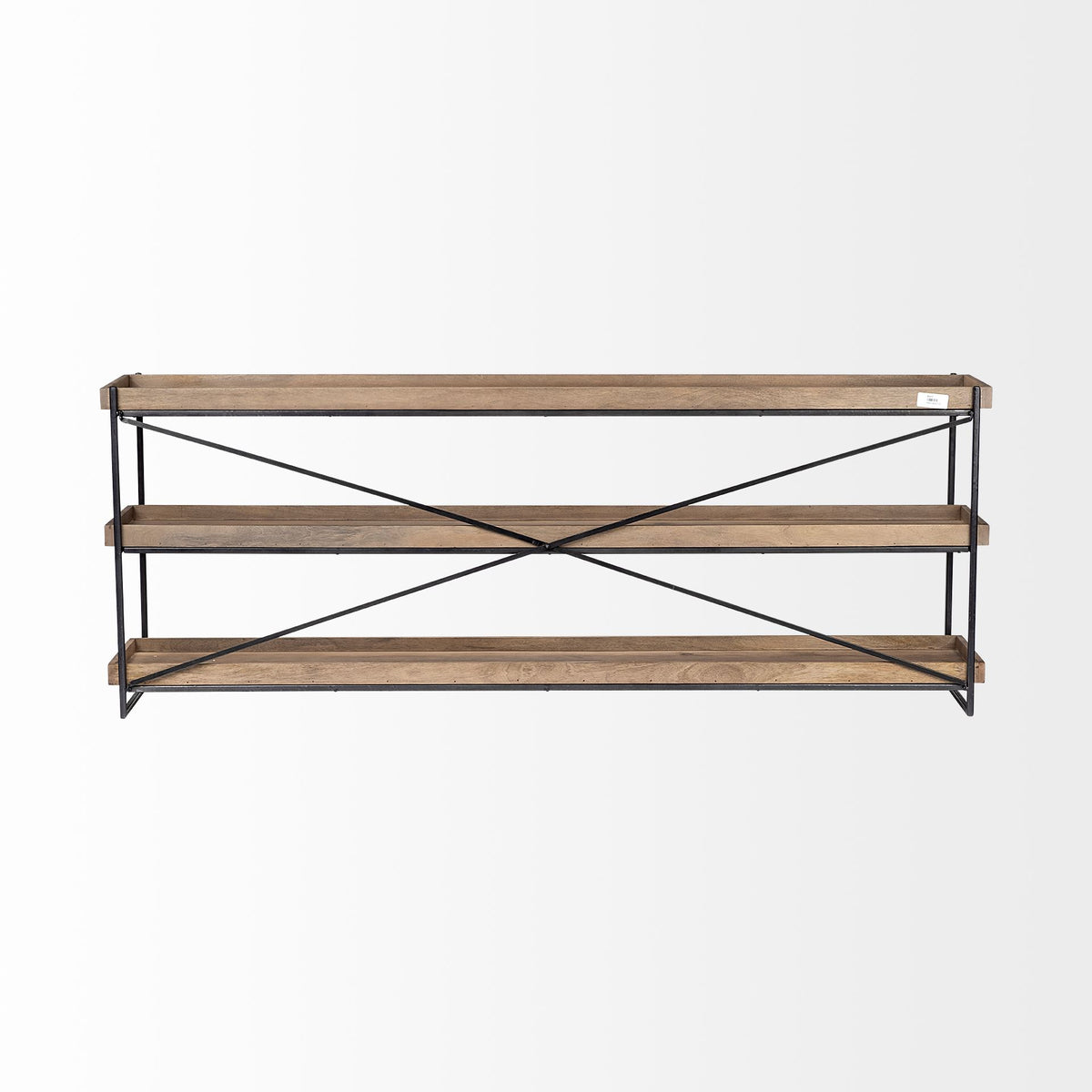Trey I 80L x 16W Brown Wood and Black Iron Console Table-Console Tables-DECOROLALA