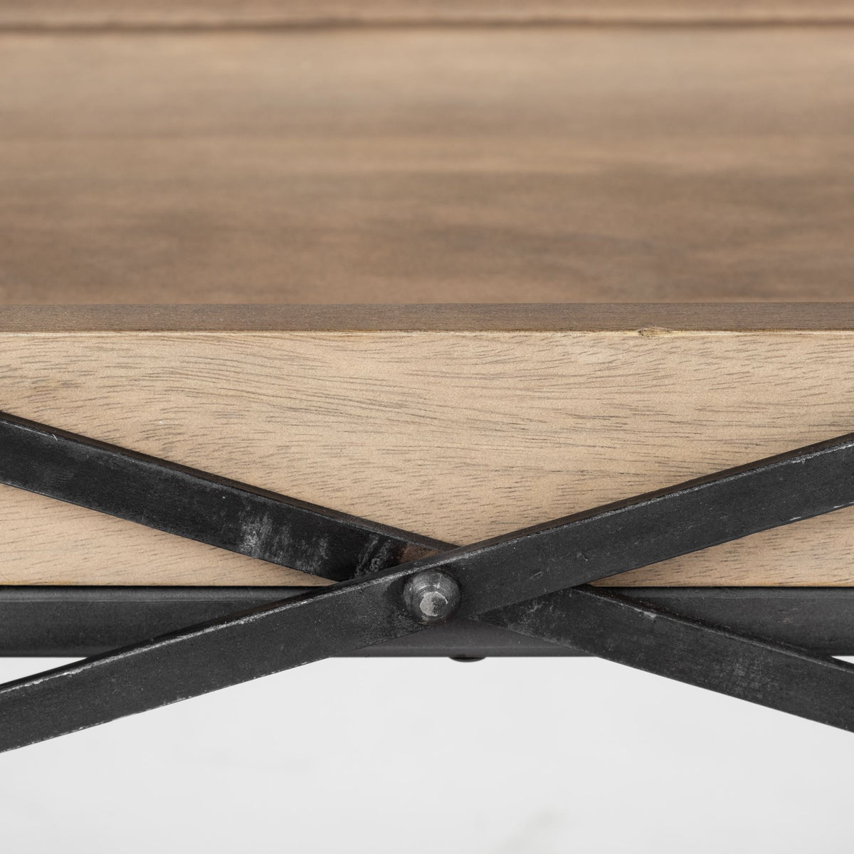 Trey I 80L x 16W Brown Wood and Black Iron Console Table-Console Tables-DECOROLALA