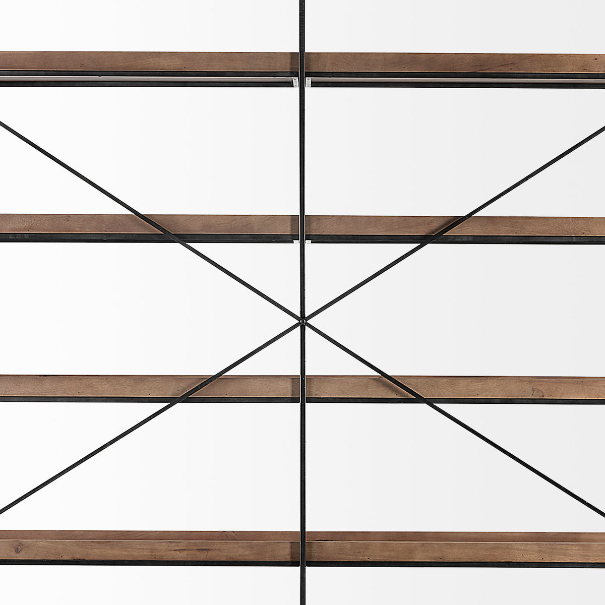Trey IV 80L x 16W x 87.5H Medium Brown Wood and Iron Five Tray Shelf Shelving Unit-Shelving-DECOROLALA
