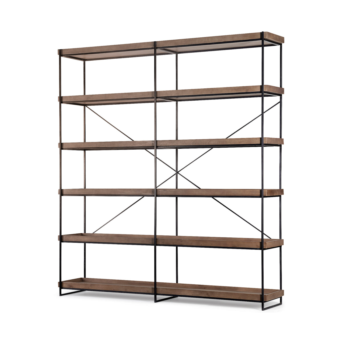 Trey IV Five Tray Wood and Iron Shelving Unit-Shelving-DECOROLALA