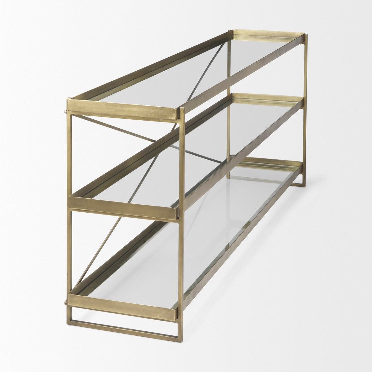 Trey Metal and Glass Console Table-Console Tables-DECOROLALA