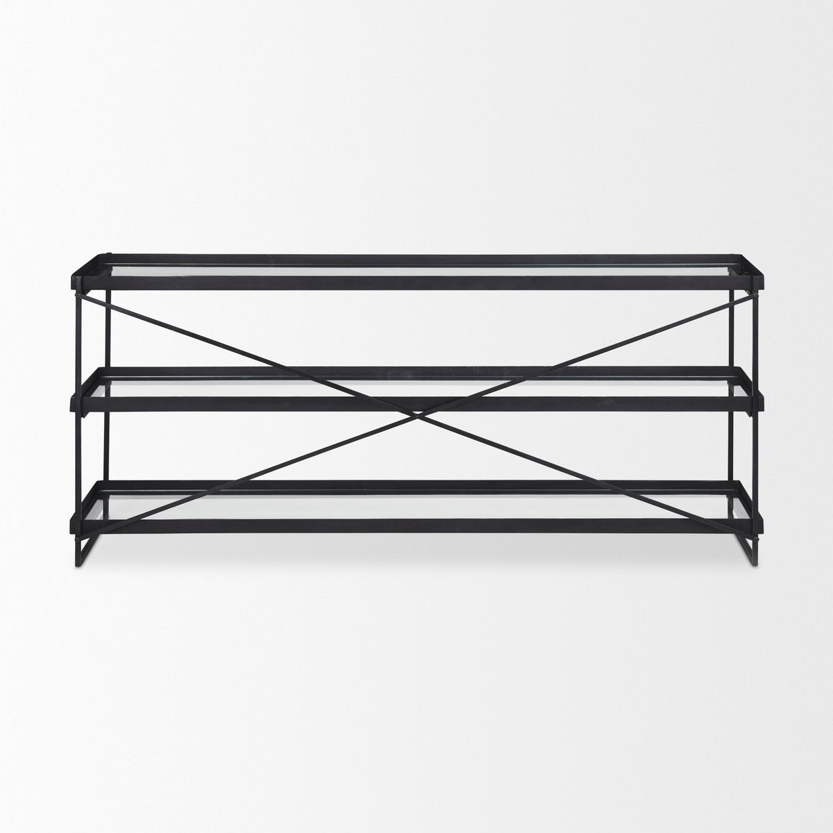 Trey Metal and Glass Console Table-Console Tables-DECOROLALA