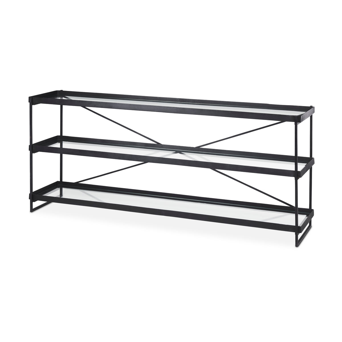 Trey Metal and Glass Console Table-Console Tables-DECOROLALA