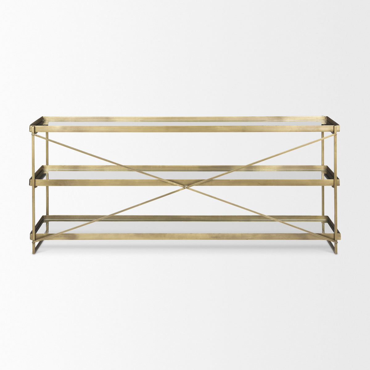 Trey Metal and Glass Console Table-Console Tables-DECOROLALA