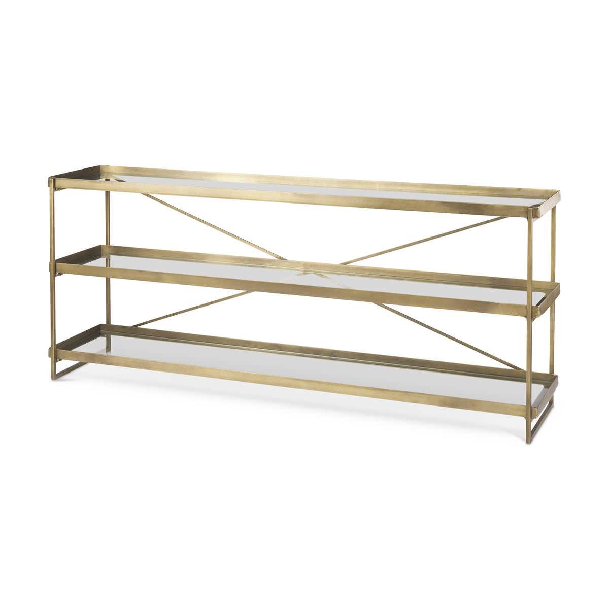 Trey Metal and Glass Console Table-Console Tables-DECOROLALA