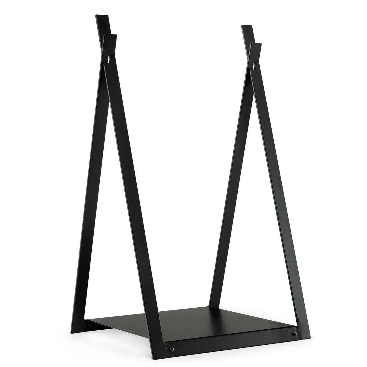 Triangle Firewood Rack with Raised Base for Fireplace Fire Pit-Black-Log Racks & Carriers-DECOROLALA