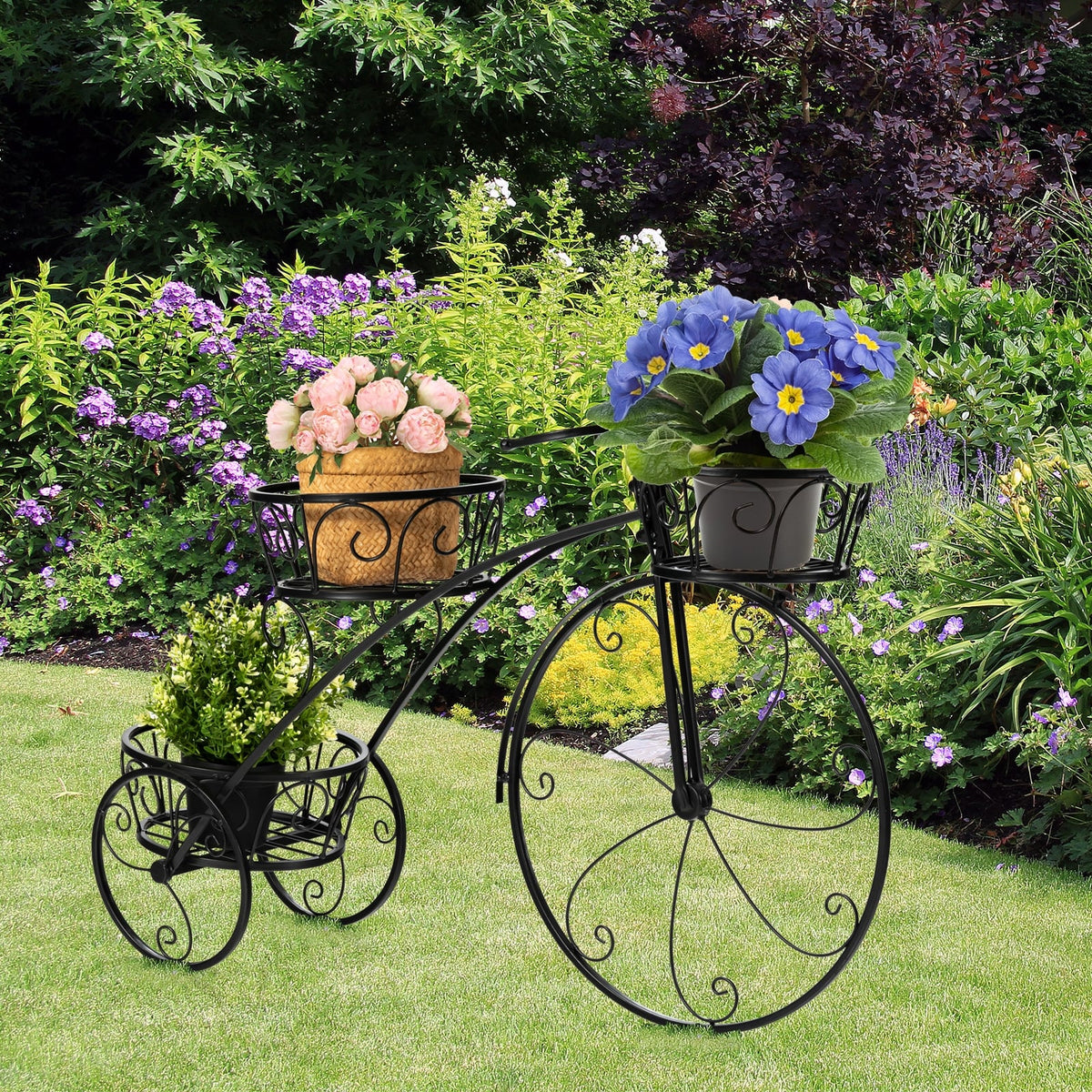 Tricycle Plant Stand Flower Pot Cart Holder in Parisian Style-Plant Stands-DECOROLALA