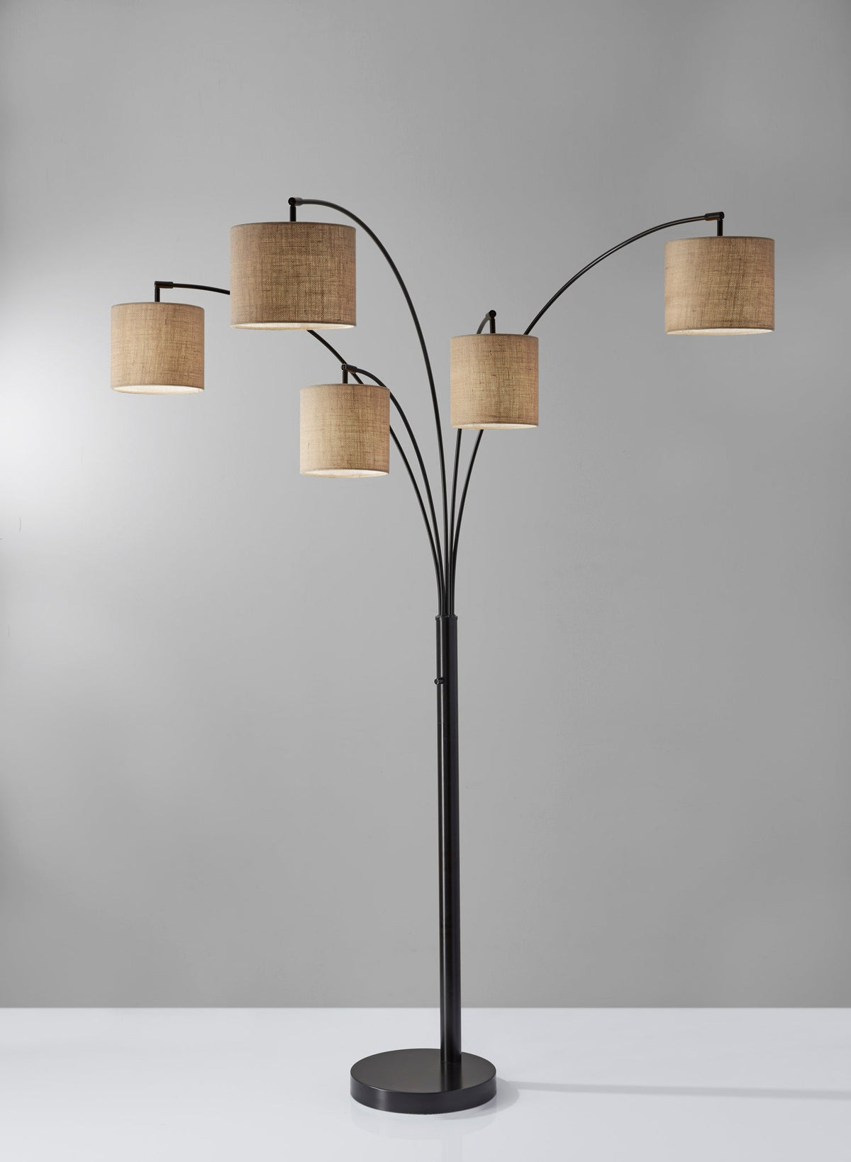 Trinity 5-Arm Arc Lamp - Beige Shades Antique Bronze-Lighting-DECOROLALA