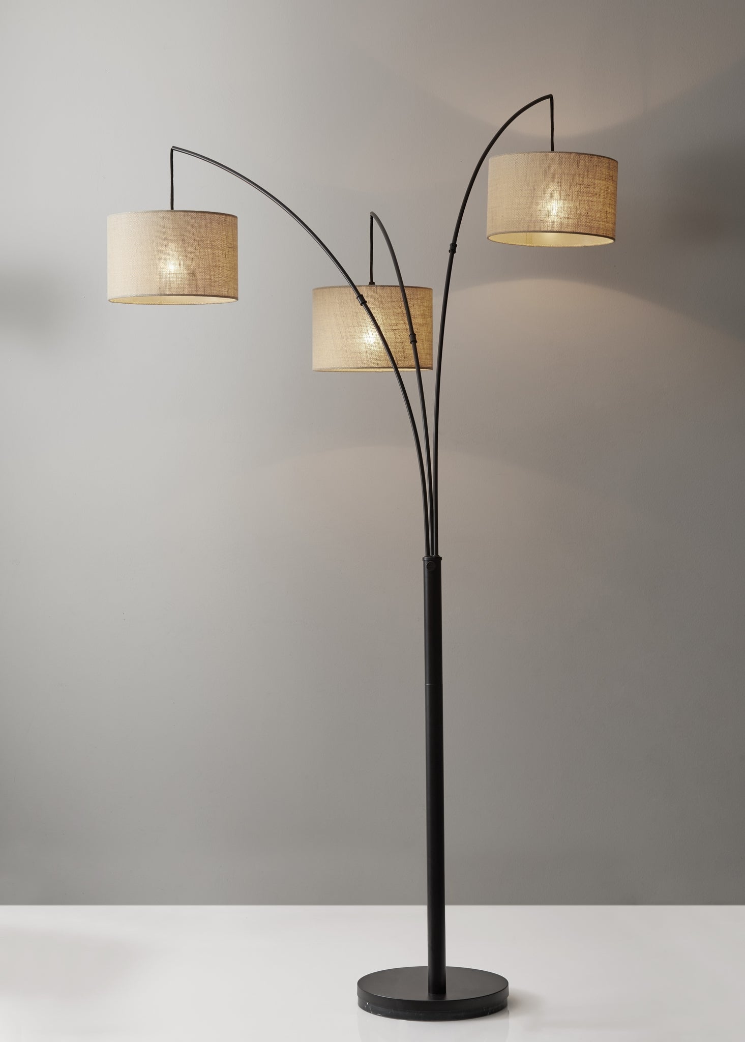 Trinity Arc Lamp - Beige 3-Arm Antique Bronze-Lighting-DECOROLALA